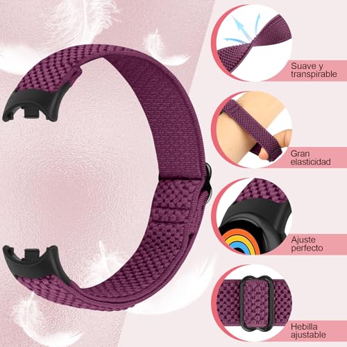 Detalle de BTTNG Correa Elástica de Nylon para Xiaomi Smart Band 8/9/10 (2 uds) – Ajustable y Transpirable