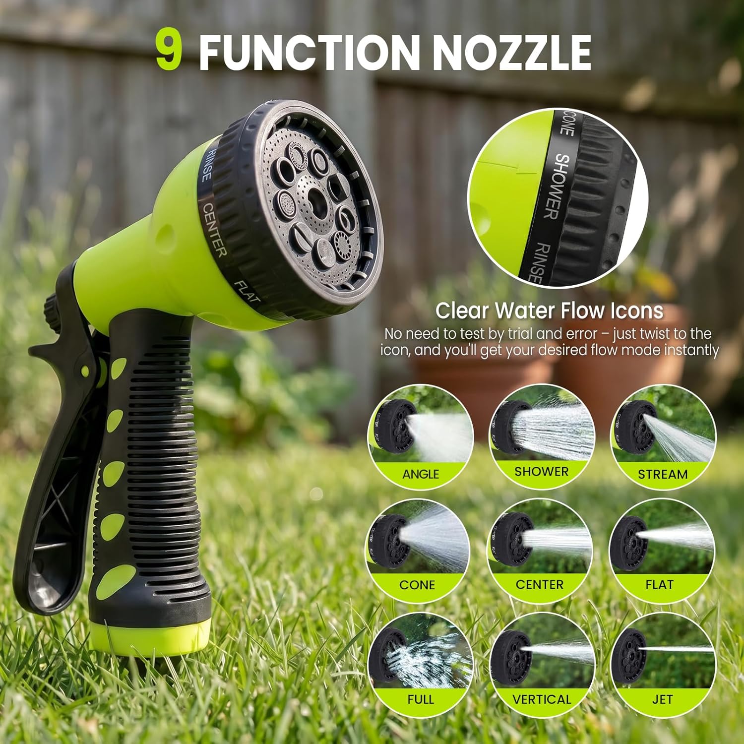 Detalle 2 de Bietor Retractable Garden Hose Reel 1/2” x 40m+2m – UV-Resistant, Wall-Mount, 9-Pattern Nozzle