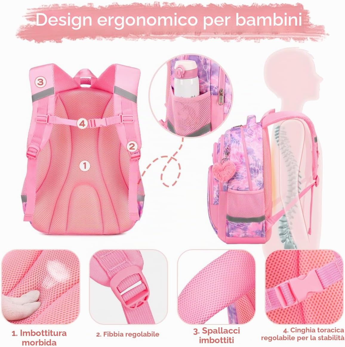 Thumbnail 5 de Zaino escolares Zaini per bambini per ragazze 43 x 33 x 17,5 cm: ergonomico, resistente e versatile