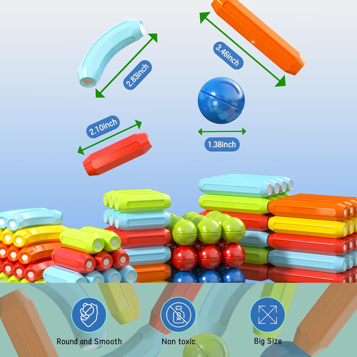 Thumbnail 4 de Toddler Magnetic Blocks Building Toys (Magnetic Sticks & Balls) for Ages 3–5+ — Montessori STEM Learning Set