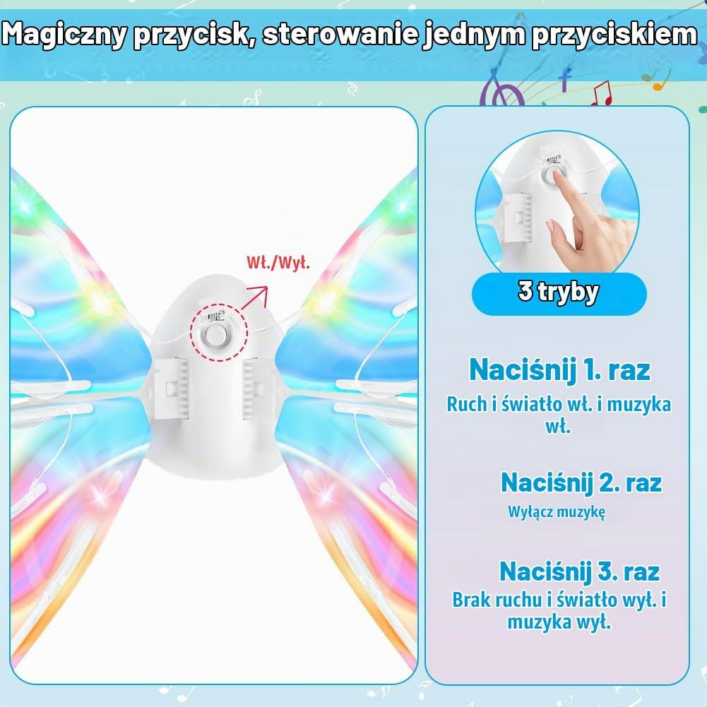 Detalle de Alaoo R01 – elektryczne skrzydła motyla LED dla dzieci do zabawy i cosplayu
