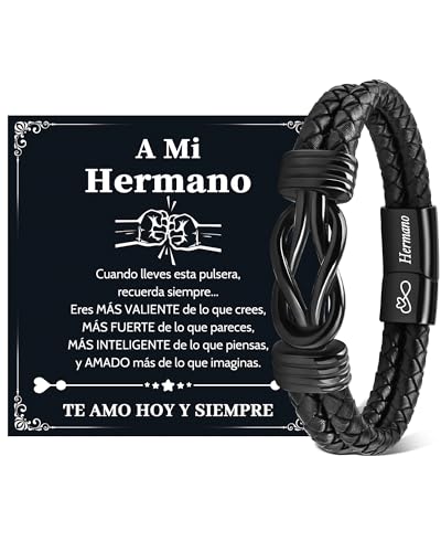 Detalle de VU100 Pulsera de cuero “Hermano” con cierre magnético de acero inoxidable 316L