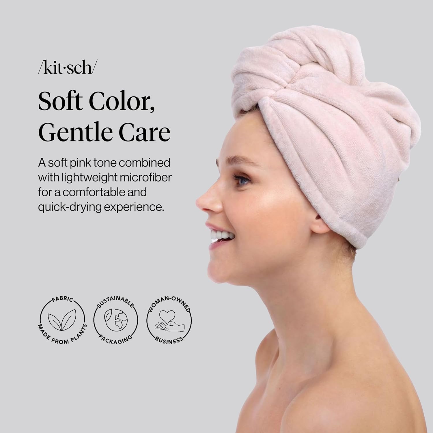 Detalle 2 de Kitsch Microfiber Hair Towel Wrap for Women – Ultra Absorbent, Anti-Frizz & Quick-Dry