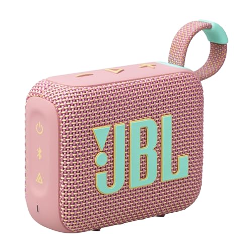 Detalle de JBL GO 4: altavoz Bluetooth portátil rosa con IP67 y hasta 7 h de reproducción