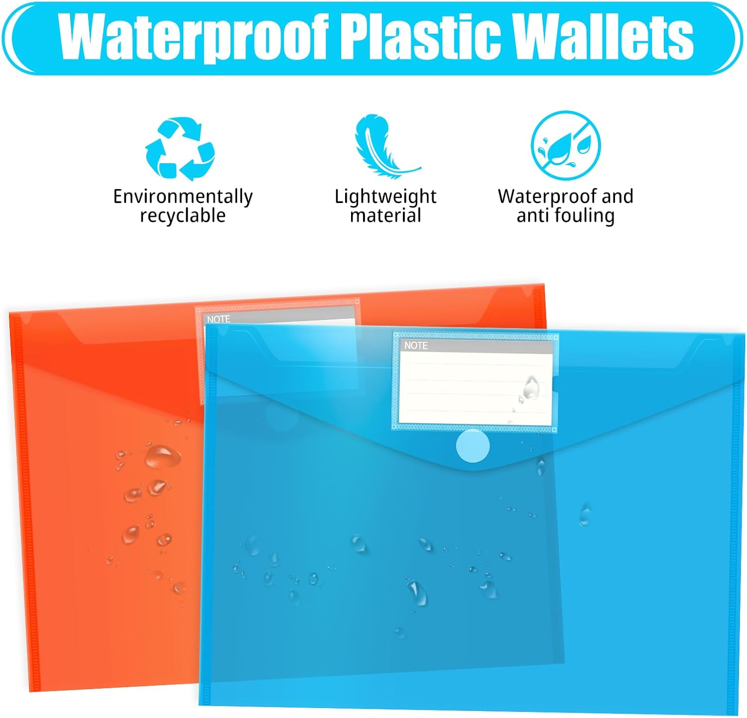Thumbnail 3 de A4 Plastic Wallets, 30 Pack – Clear File Folders with Colourful Pockets and Label Window