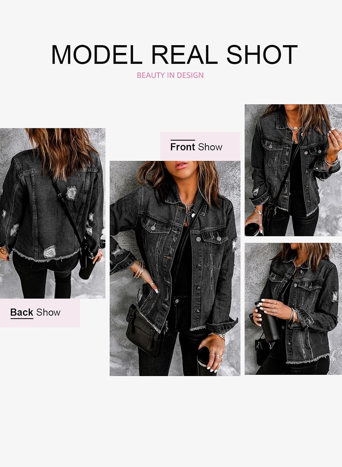 Detalle de EVALESS Boyfriend Washed Crop Denim Jacket