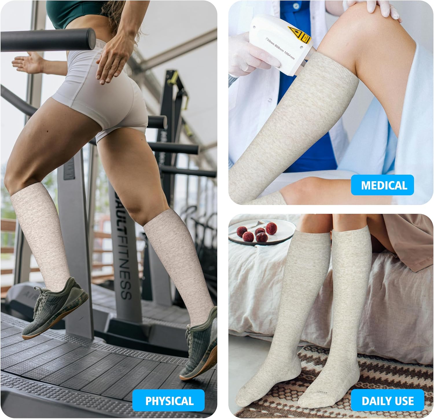 Thumbnail 6 de LEVSOX Thick Cotton Compression Socks 20-30mmHg