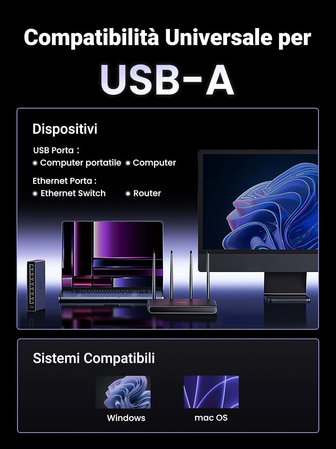 Thumbnail 5 de UGREEN 2.5 G Adattatore Ethernet USB 3.0 a RJ45 – RTL8156BG, alluminio, plug and play, 2500 Mbps
