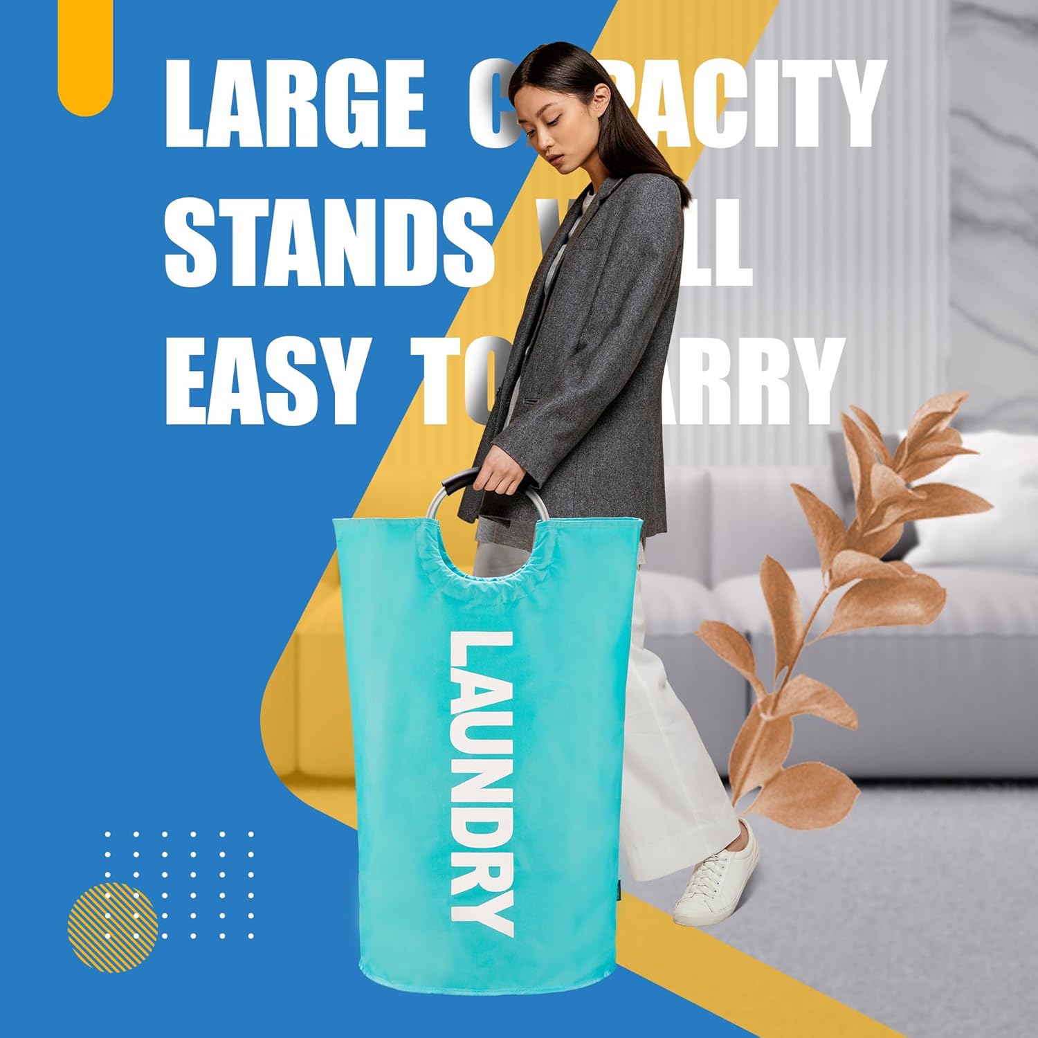 Thumbnail 2 de Caroeas 90L Large Laundry Basket — Waterproof, Foldable with Padded Handles (7 Colours)