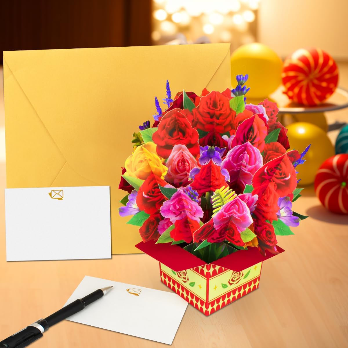 Thumbnail 6 de CNLITIHEKA Rose Pop-Up Flower Bouquet Card, 3D Design with Envelope