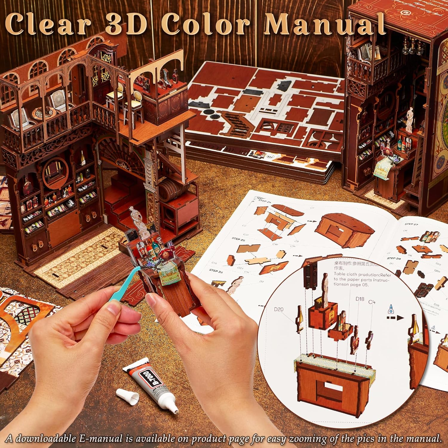 Detalle 2 de MiniCity Book Nook Kit 3D Holzpuzzle für Buchstütze
