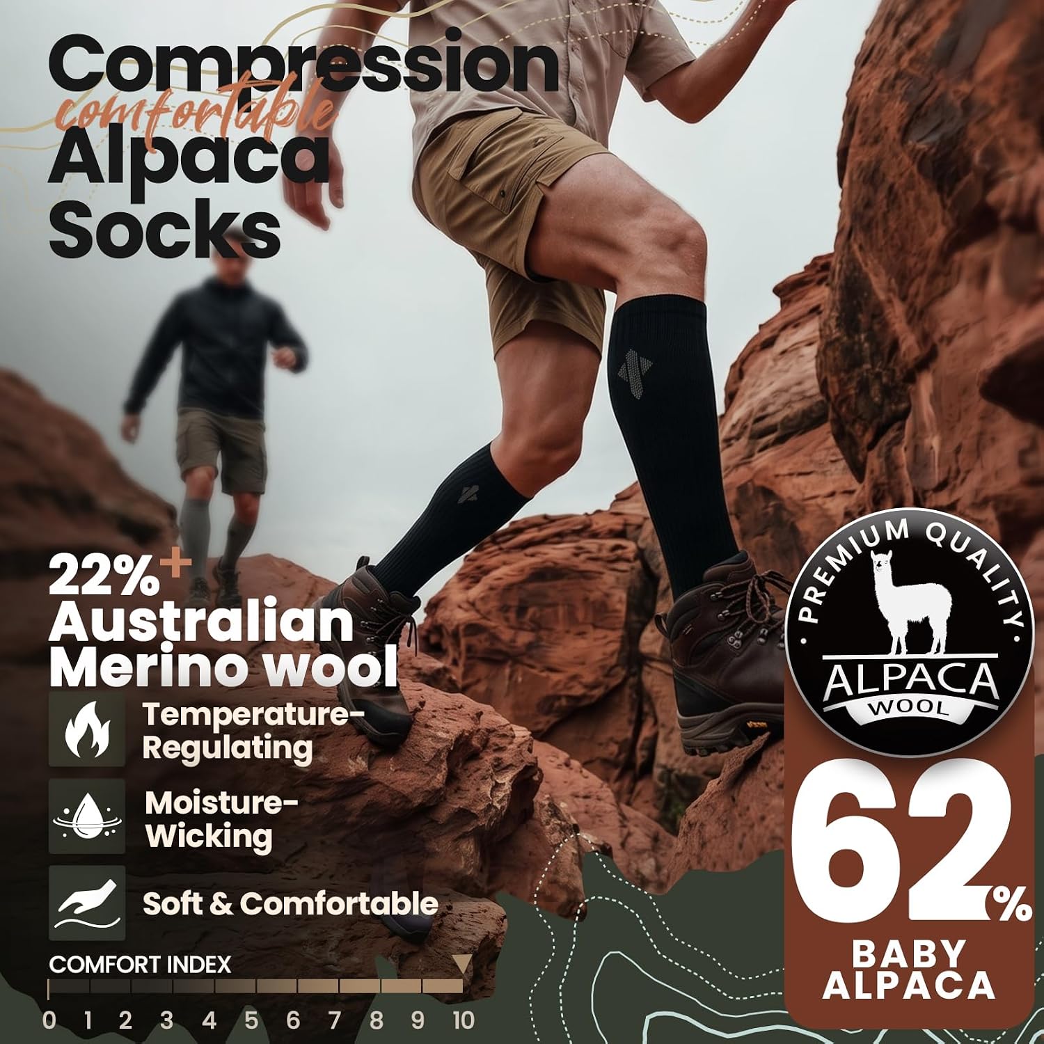 Thumbnail 1 de Heat equation Alpaca Compression Socks, 15-20 mmHg Knee-High Graduated Support