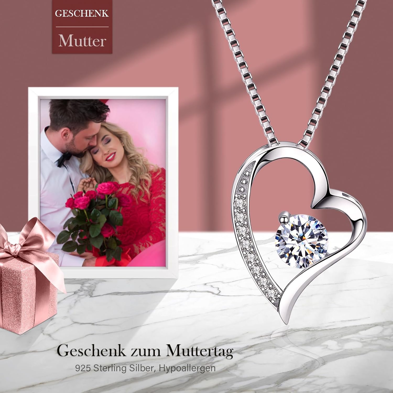 Thumbnail 5 de SWEETIME Ewige Rose Infinity Rosen mit Kette 3–3,14