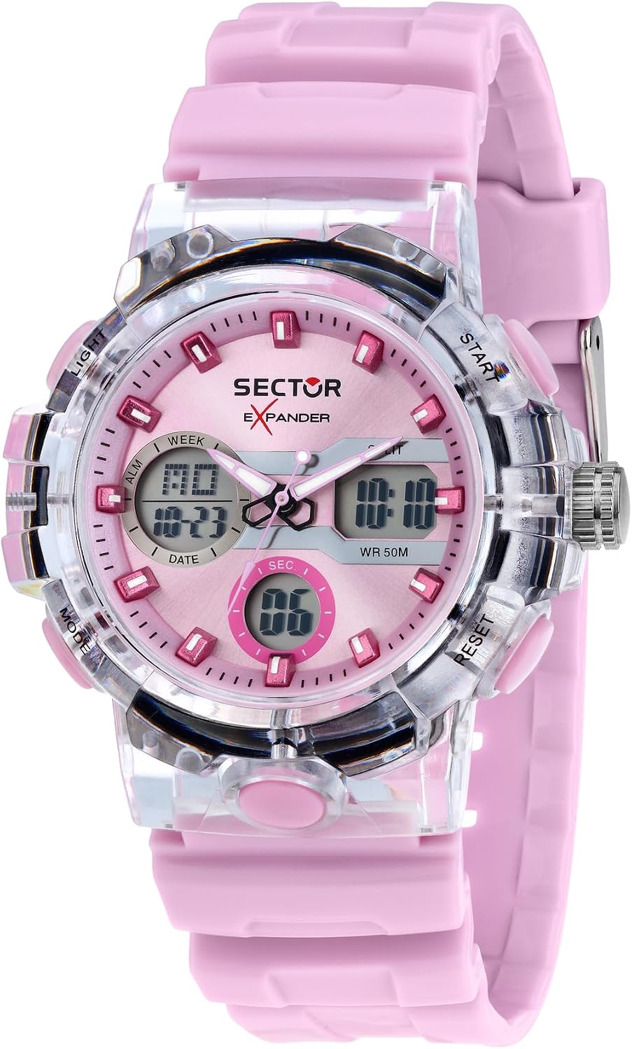 Detalle de Sector No Limits Orologio Donna EXP-46, 43 mm Rosa – Orologio Digitale/Analogico in Plastica (R3251242501)