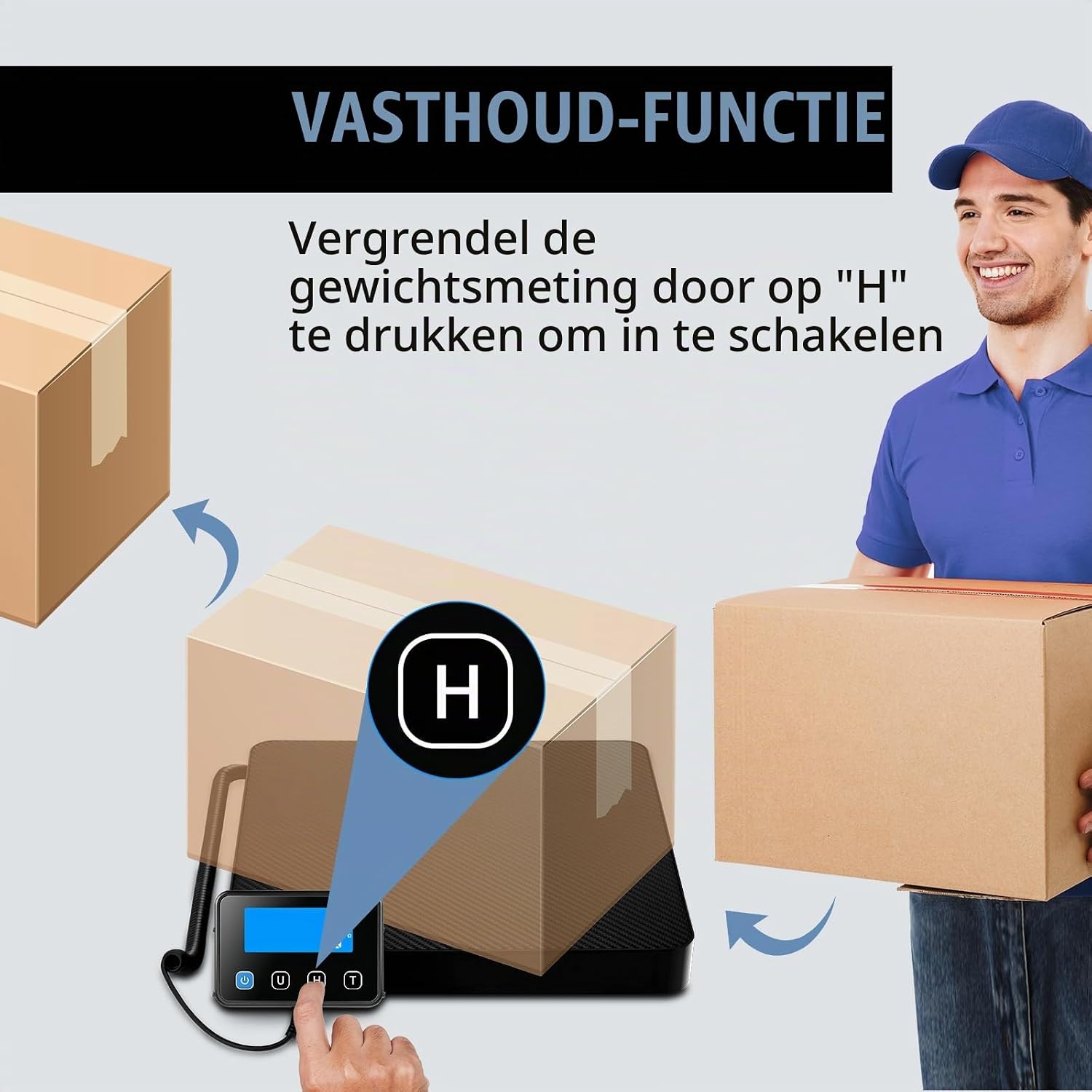 Thumbnail 4 de Drcowu P2H platformweegschaal voor pakketten, tot 200 kg met lcd en tarra