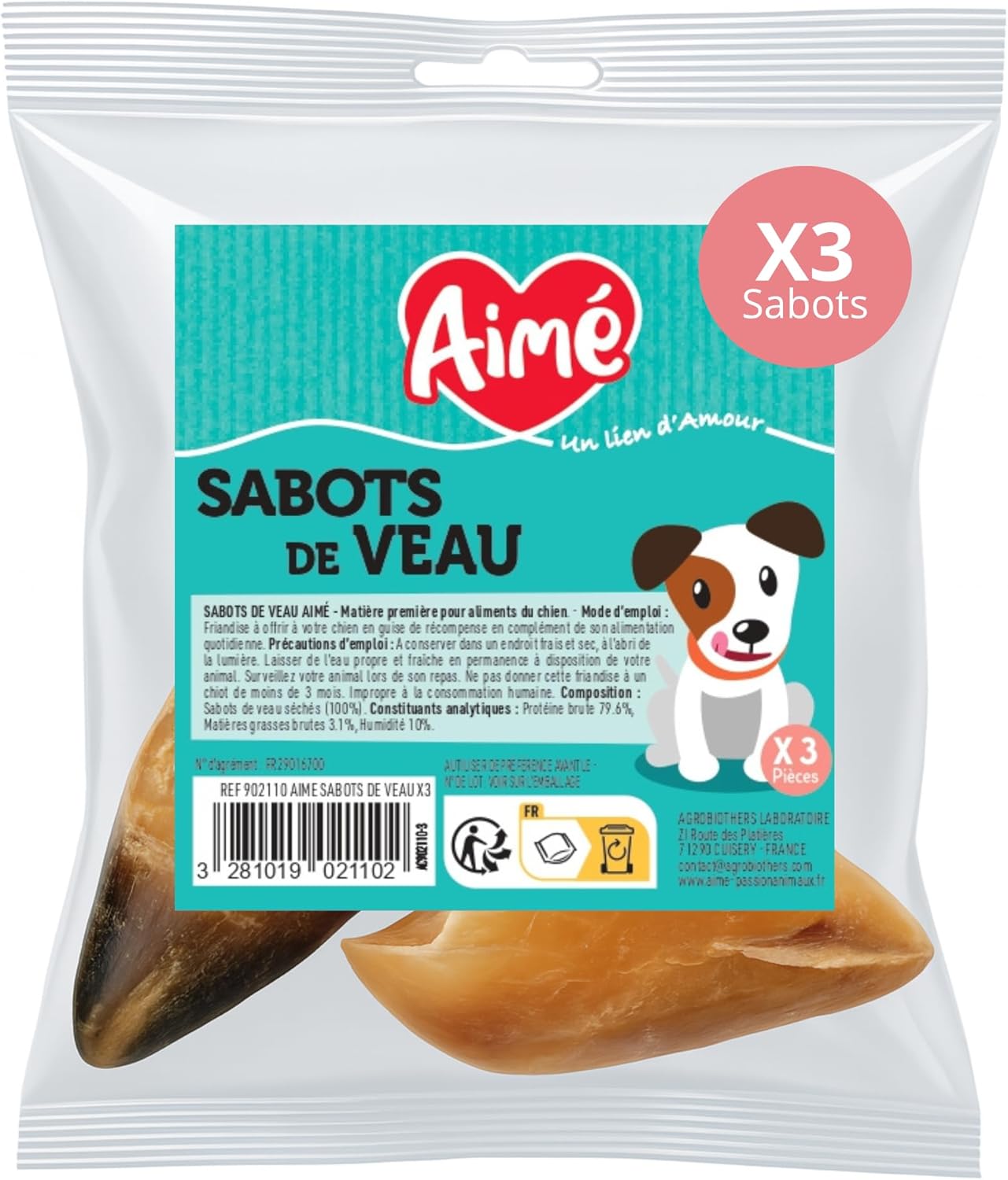 Detalle de Aimé – Zoccolo di vitello per cani: masticazione lunga, antistress e salute dentale