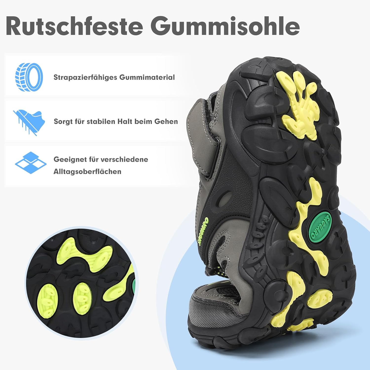 Detalle de SAGUARO Herren/Damen Sandalen – Bequeme, atmungsaktive Outdoorsandalen mit geschlossener Zehenkappe