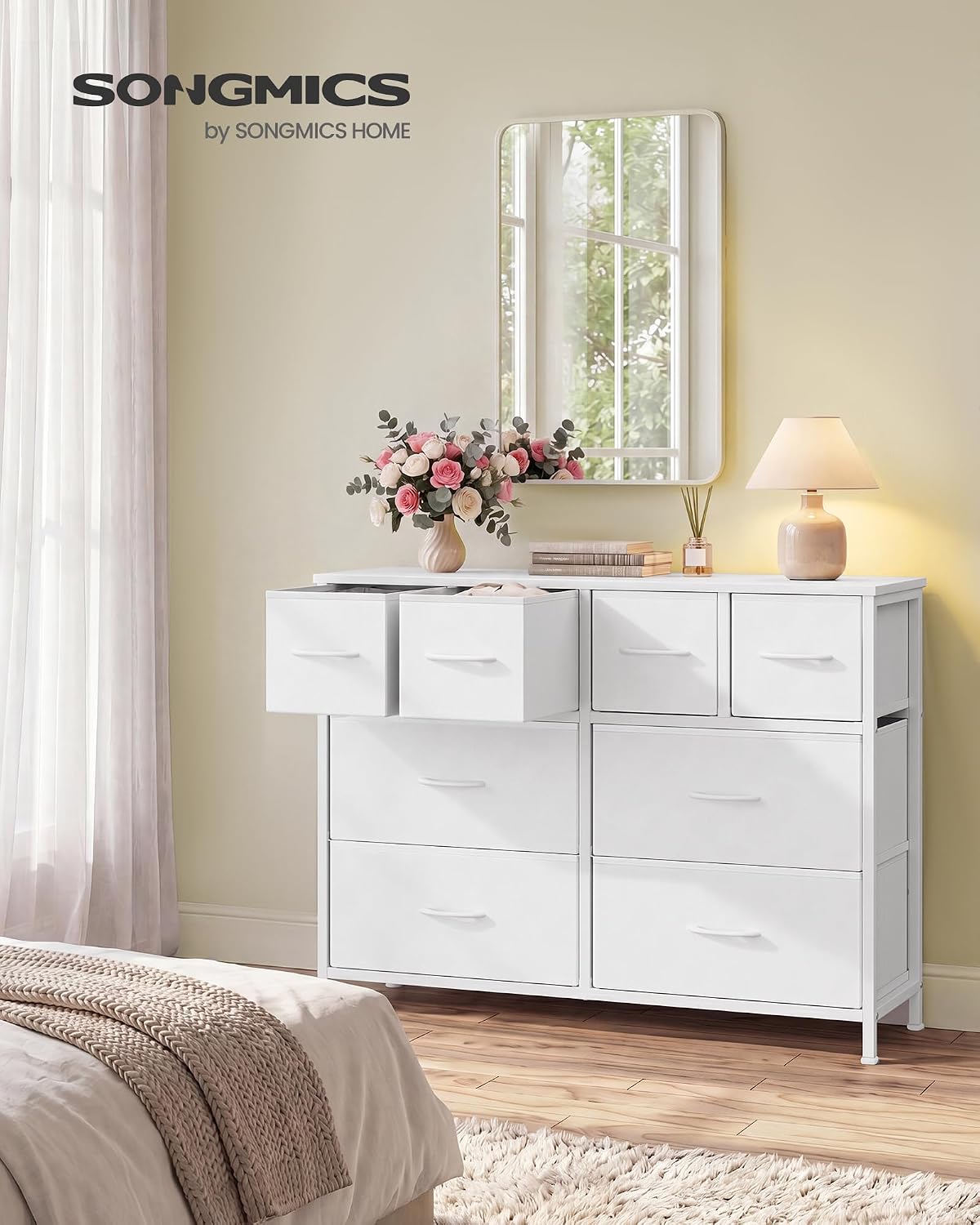 Thumbnail 1 de SONGMICS ULGS234W101S 8-Drawer Fabric Dresser, Steel Frame, Cloud White
