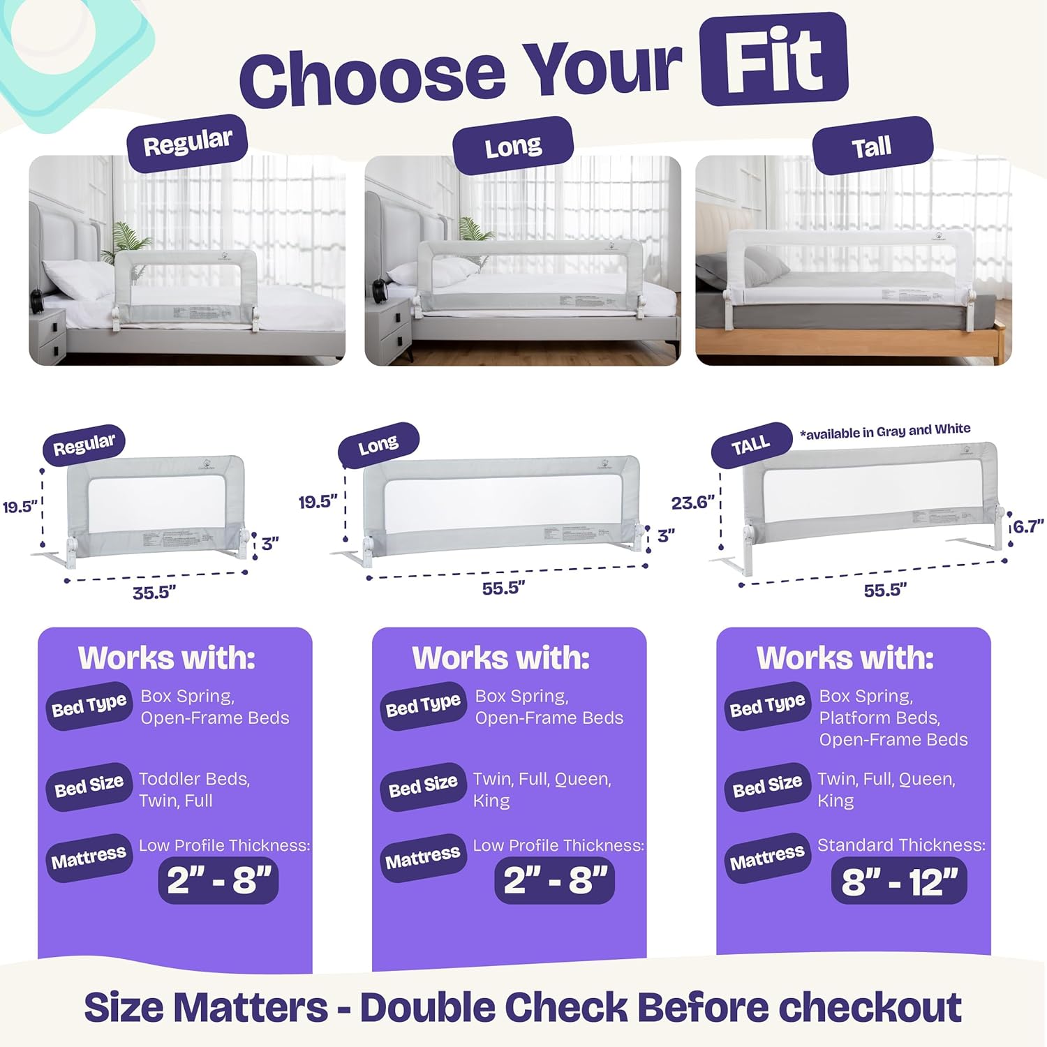 Detalle de ComfyBumpy 1-Pack Bed Rail 35.5" for Toddlers