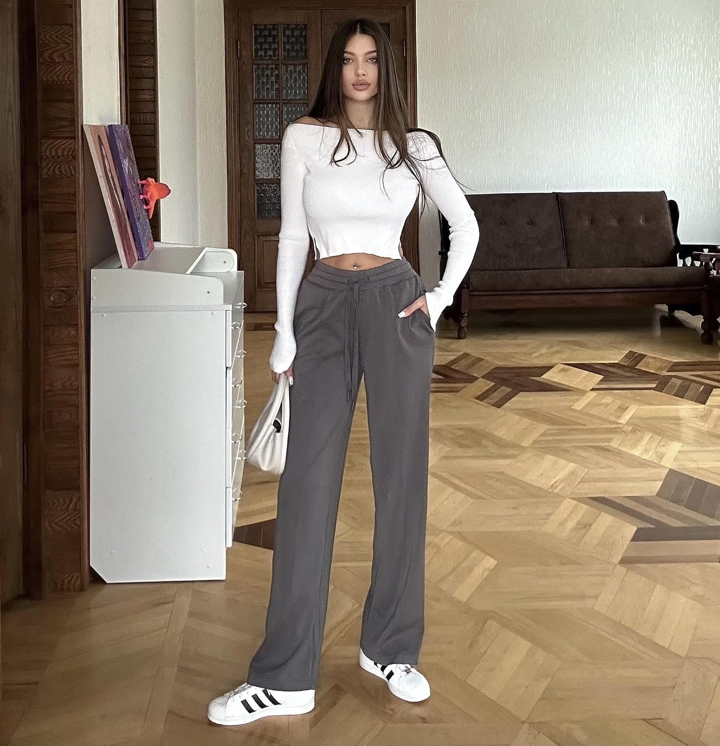 Thumbnail 4 de PINSPARK Pantalon de Jogging pour Femme — Wide Leg, Taille Haute, Denim Comfort & Confort pour l’Automne