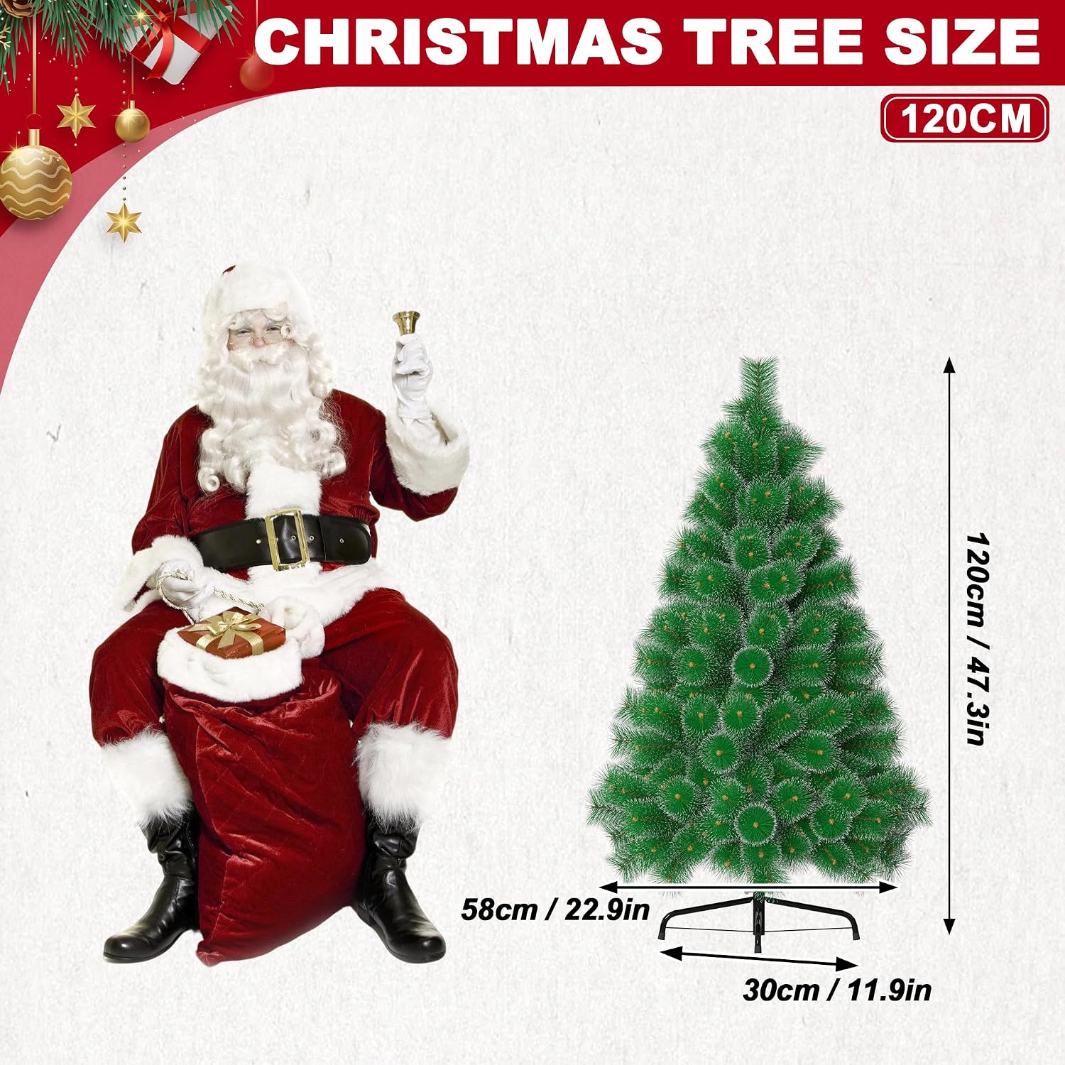 Detalle 2 de UISEBRT HKDY-UIS-(SD00230) Artificial Christmas Tree with Stand, Green and White PVC Spruce
