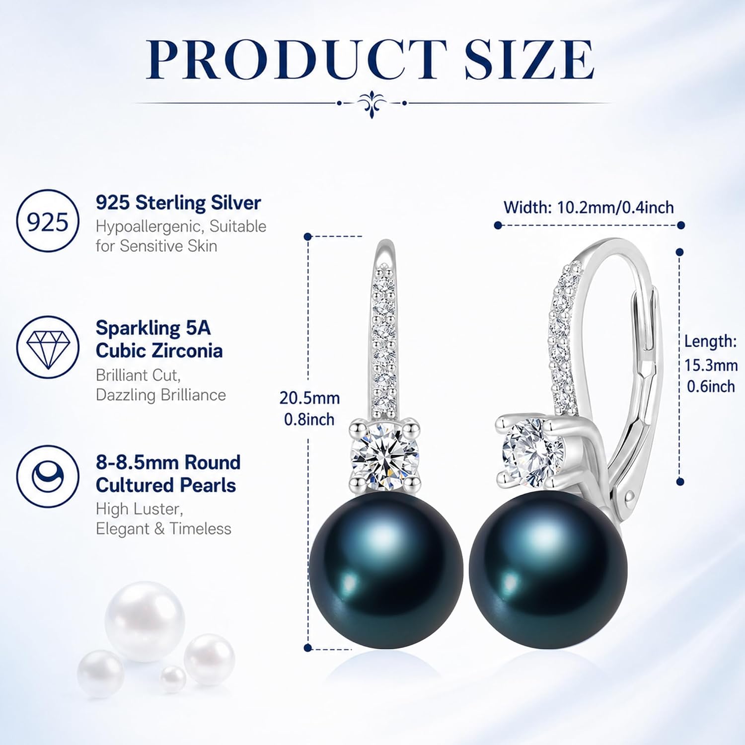 Detalle de BAMIKI Pearl Drop Earrings in 925 Sterling Silver
