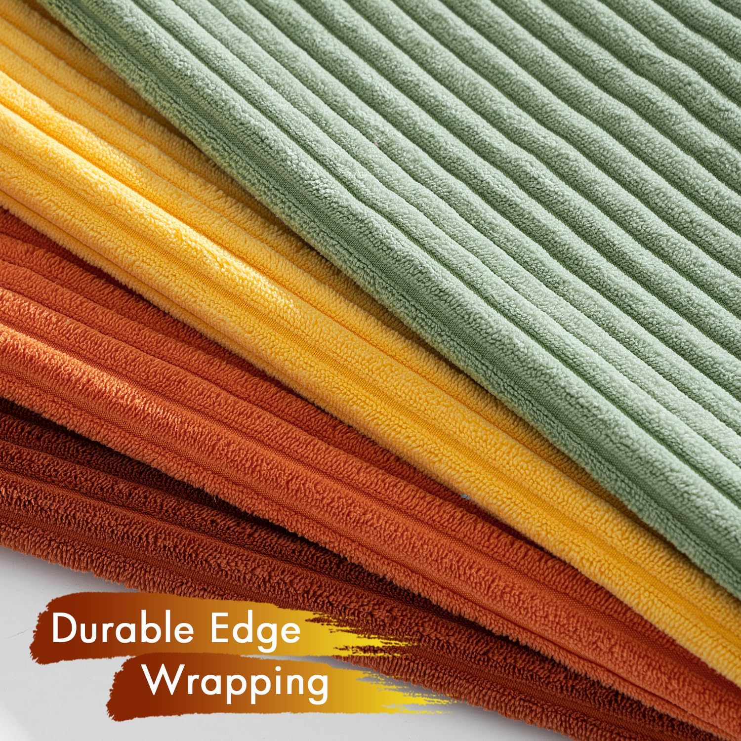 Detalle 2 de MIULEE Corduroy Cushion Covers: Soft 40x40 cm Pack of 4 in Orange & Green