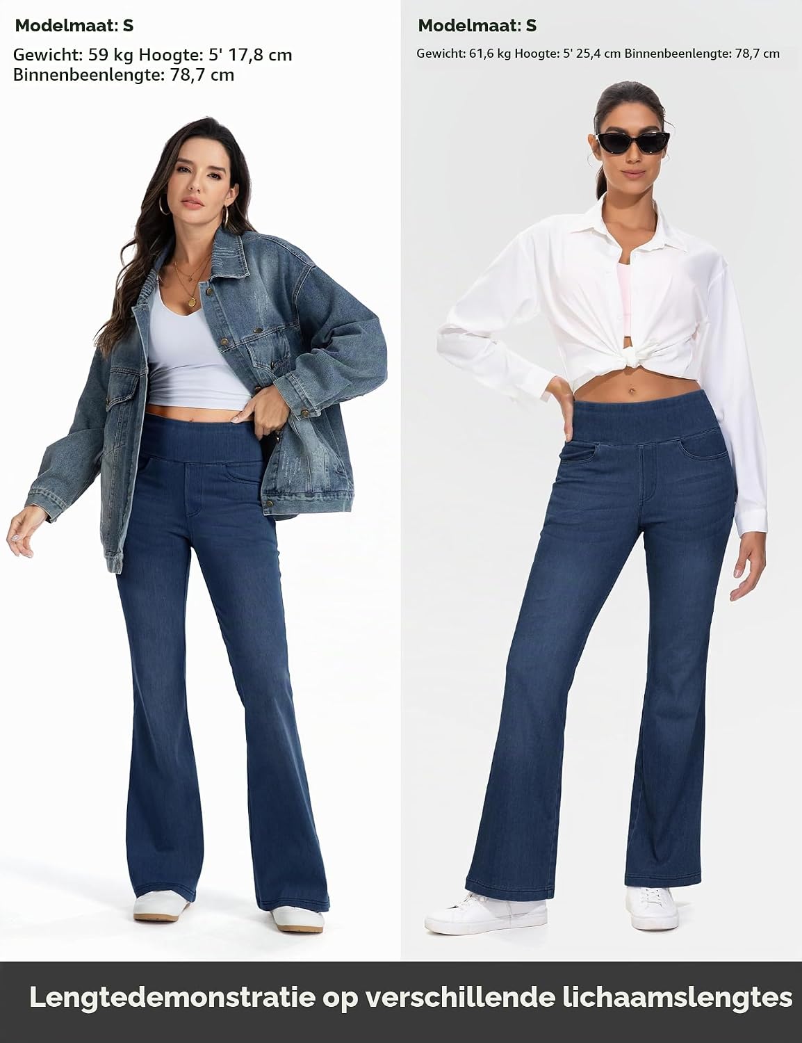 Detalle 2 de THE GYM PEOPLE bootcut-jeggings met hoge taille, stretch, 4 zakken en 74/79 cm binnenbeenlengte