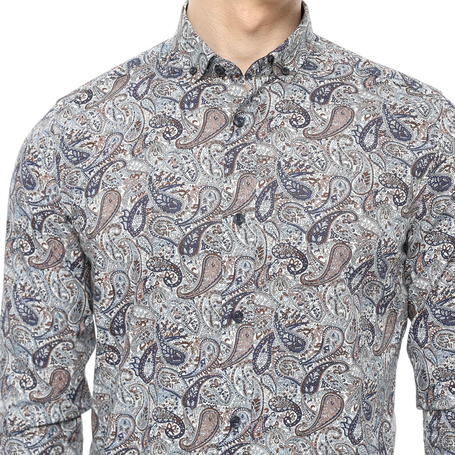 Thumbnail 6 de Xact Chemise Paisley à Manches Longues pour Hommes – Coupe Slim