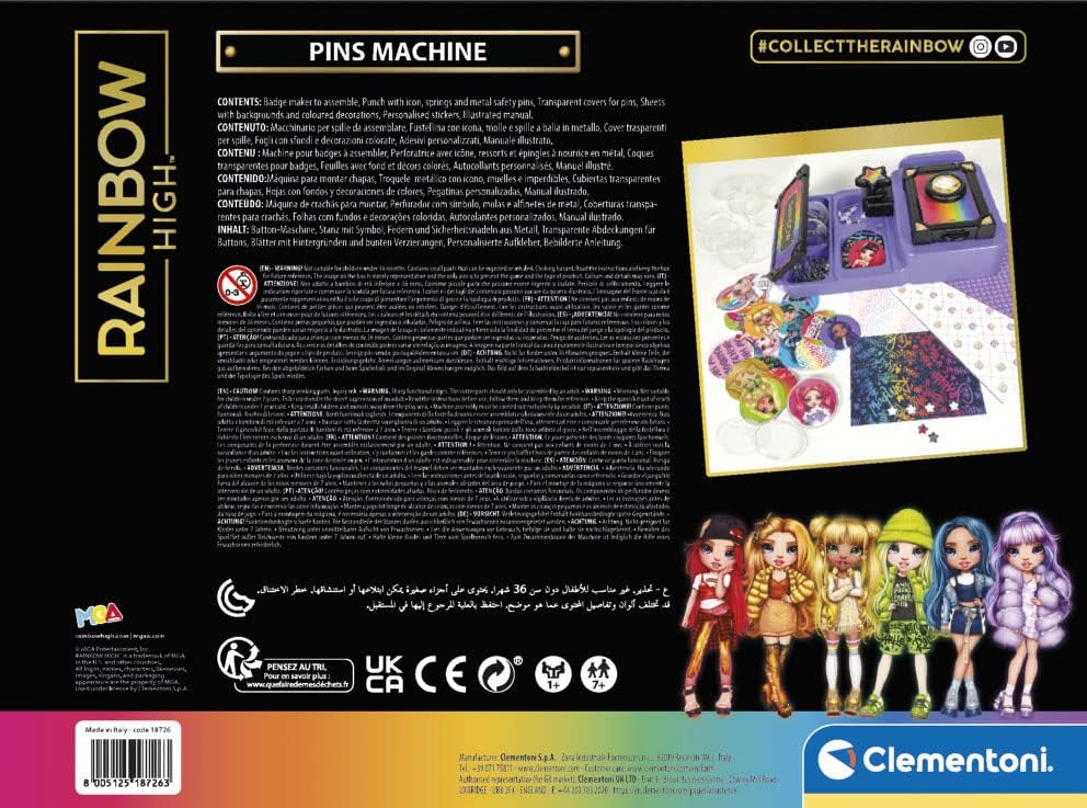 Detalle de Clementoni 18726 Rainbow High pinmachine voor gepersonaliseerde speldjes