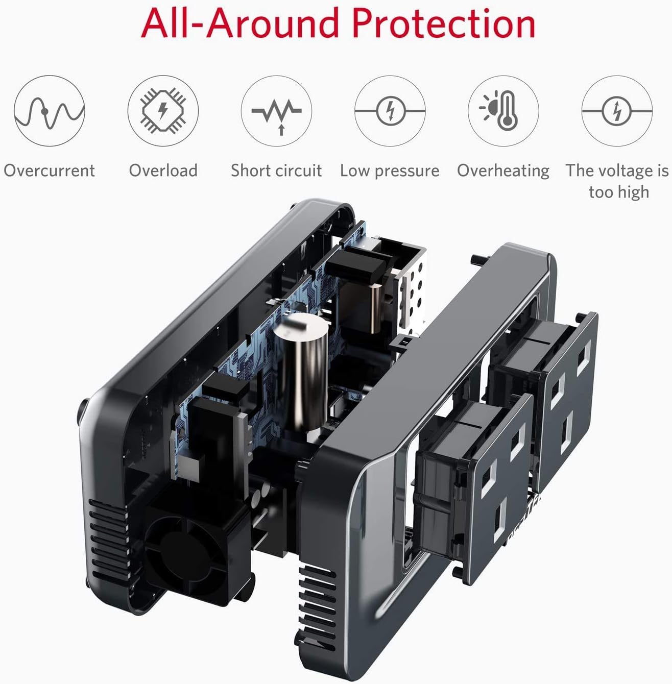 Detalle de BESTEK 200W 12V to 240V Car Inverter with 2 AC Outlets and 4 USB Ports