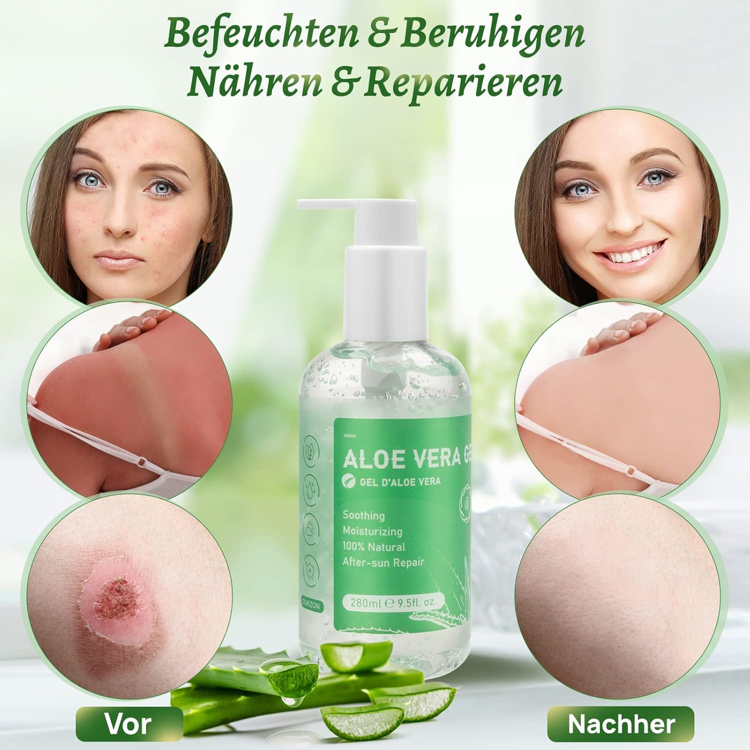 Detalle de Aloe Vera Gel 280 ml natürliche Feuchtigkeitscreme