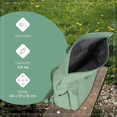 Detalle de Travelite Rolltop Handgepäck Rucksack BASICS, 60 cm, 35 Liter – vielseitig, flexibel und robust