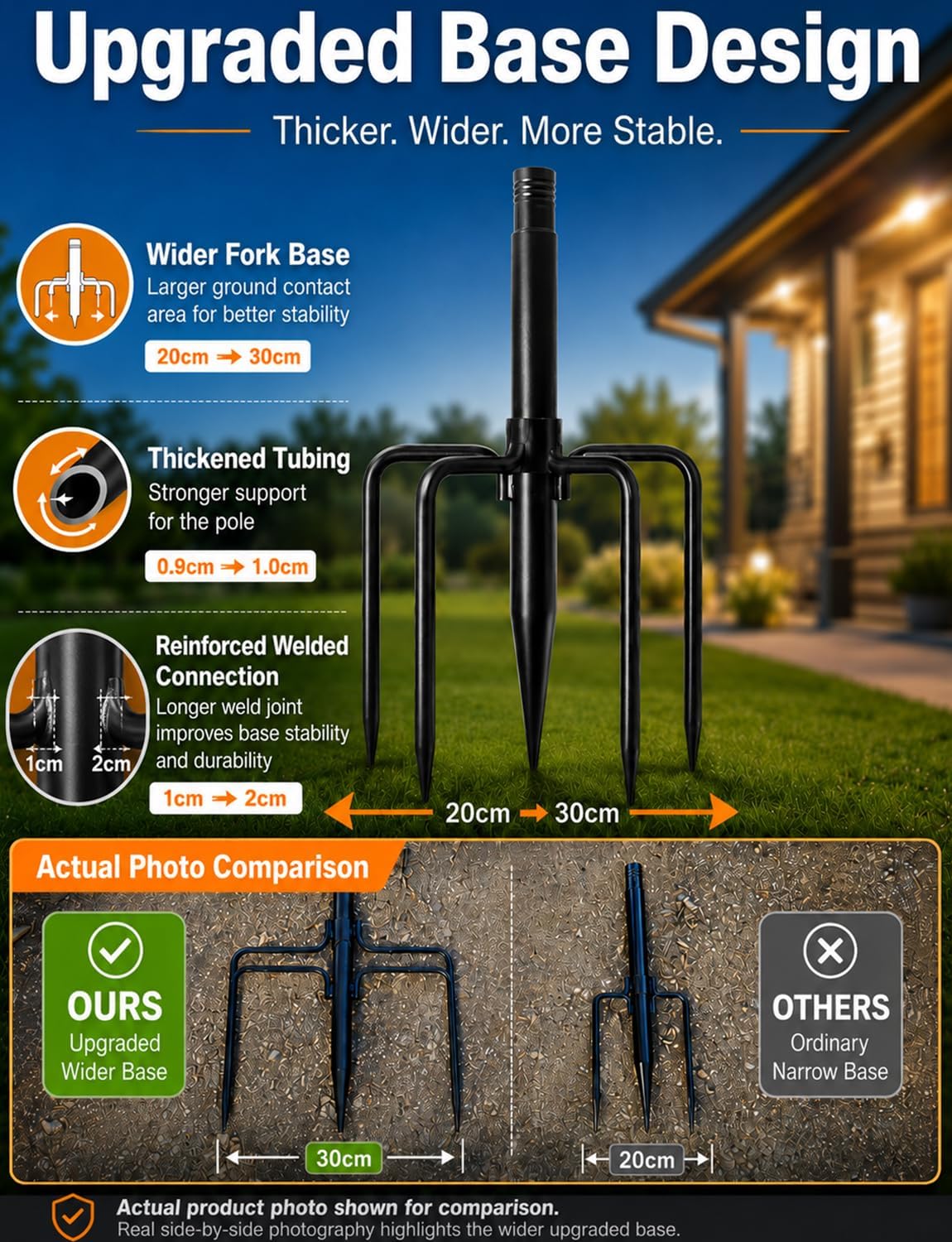 Detalle de 4 Pack Outdoor String Light Poles – Adjustable Thickened Metal Hanger Set for Patio and Garden