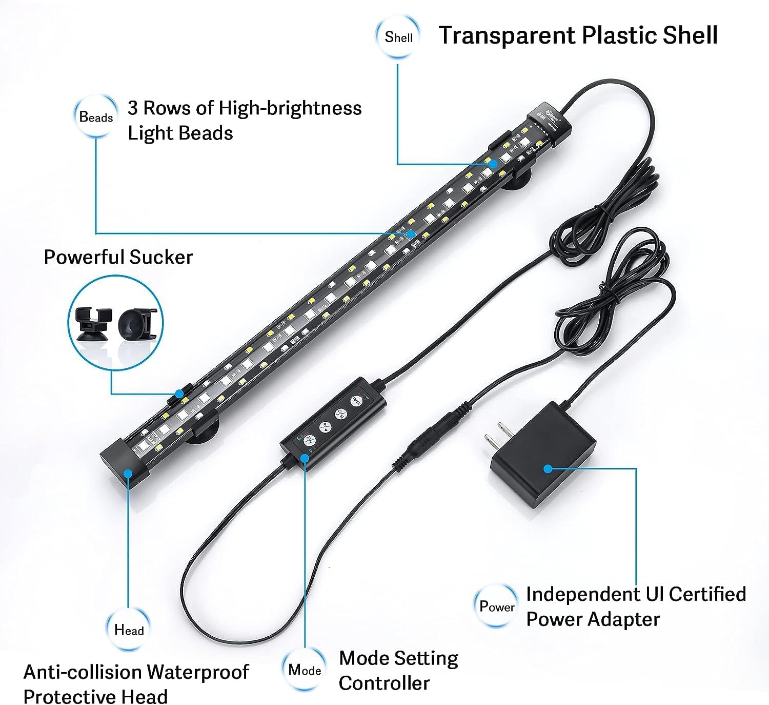 Detalle de hygger HG005 aquariumverlichting met 24/7-modus en 7 lichtkleuren