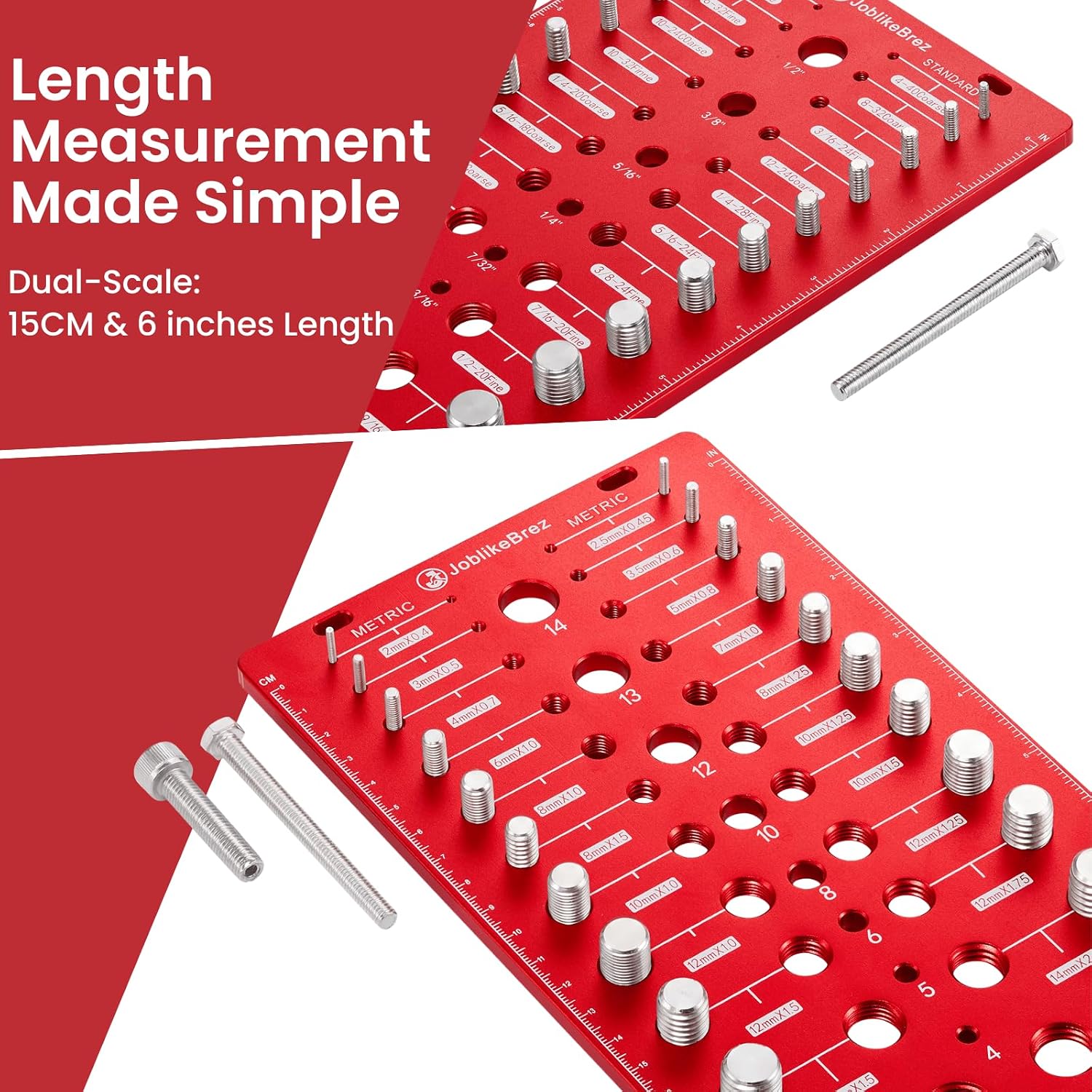 Thumbnail 5 de JoblikeBrez 76-Size Thread Checker with Metric, Standard, and Drill Bit Gauges