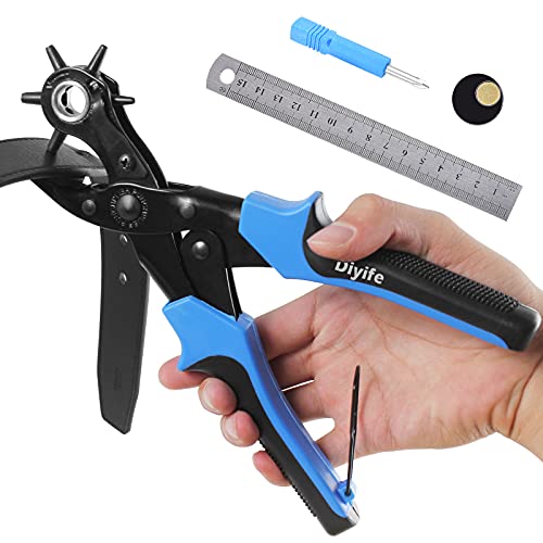 Detalle de Diyife Buca Cinture 6 Misure: Design a Doppia Leva Senza Sforzo per forare pelle, tessuti e altro