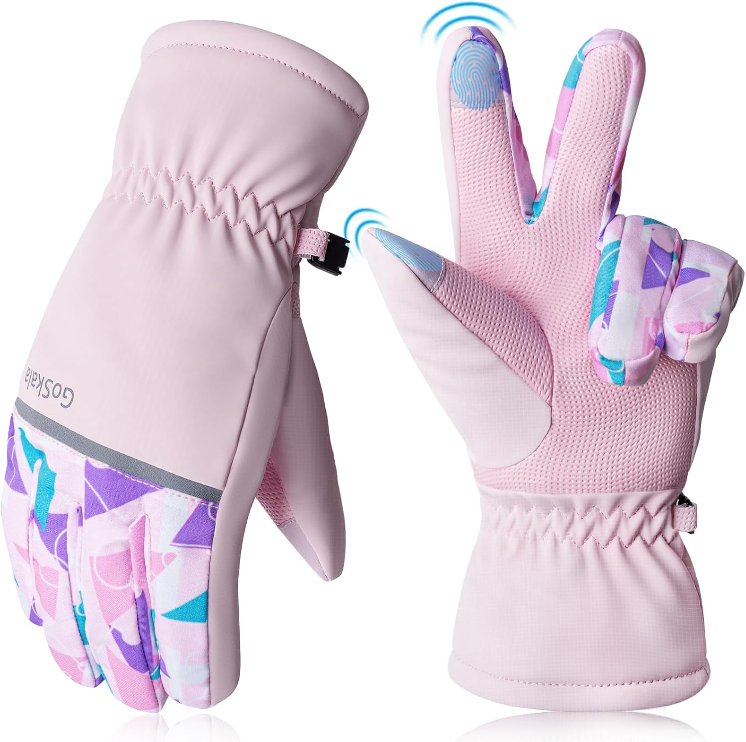GoSkala Gants Hiver enfants 4–12 ans, tactiles et antidérapants