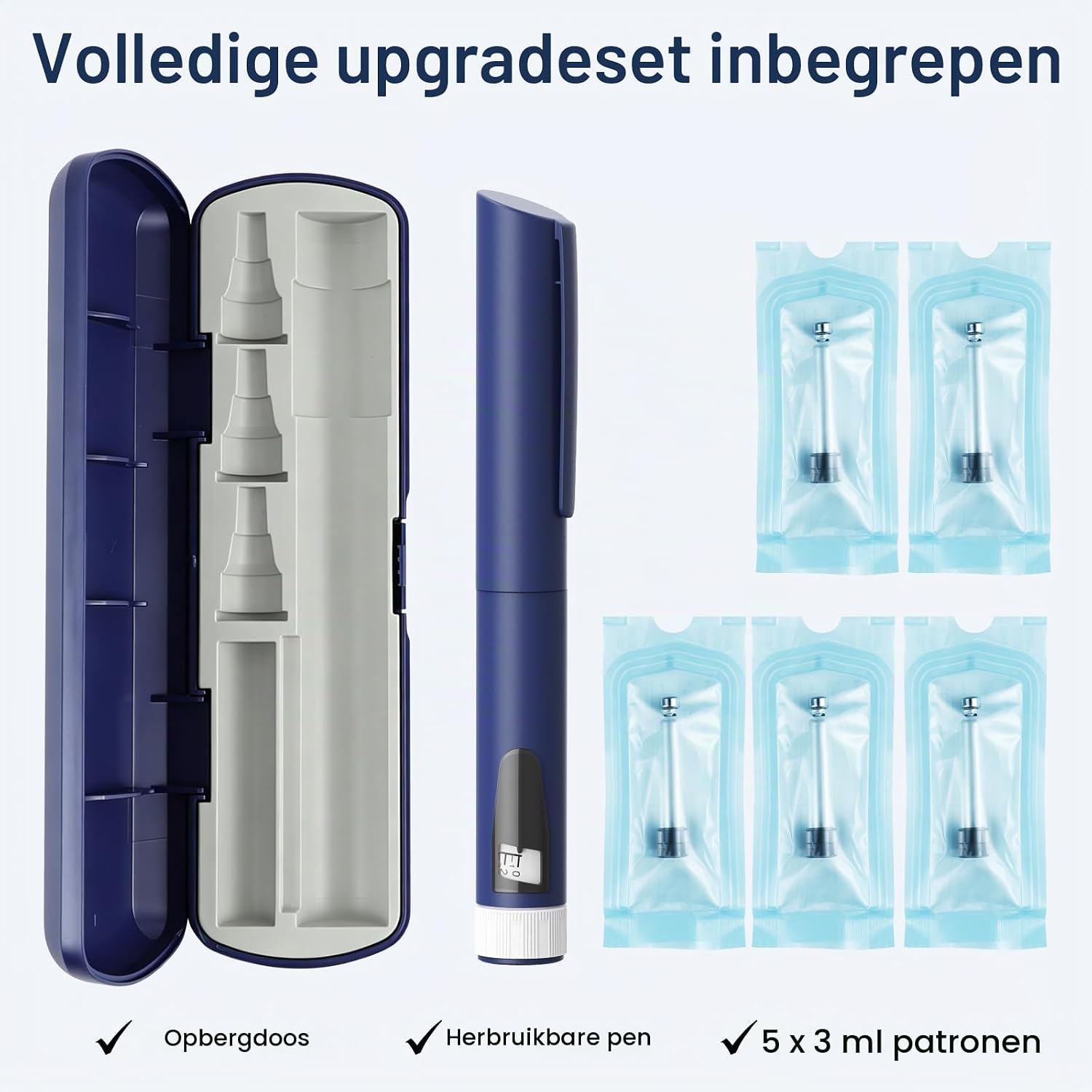 Detalle de Aisisree navulbare insulinepen voor 3 ml-patronen, 1–80 eenheden, blauw