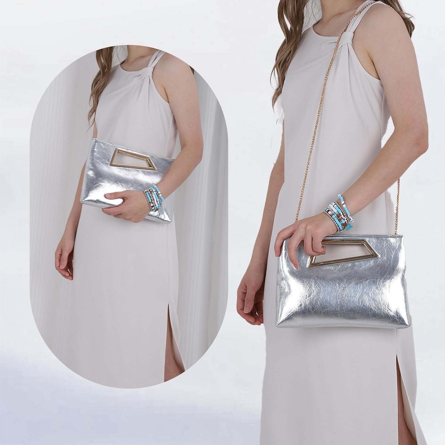 Thumbnail 1 de EVEOUT Damen-Clutch aus Kunstleder mit abnehmbarer Schulterkette (Abendtasche für Hochzeit, Party, Dinner)