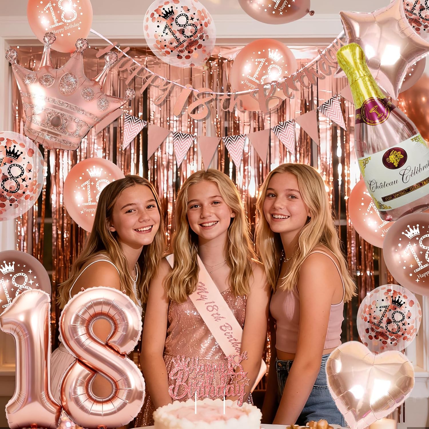 Thumbnail 4 de 18th Birthday rose gold decorations 18