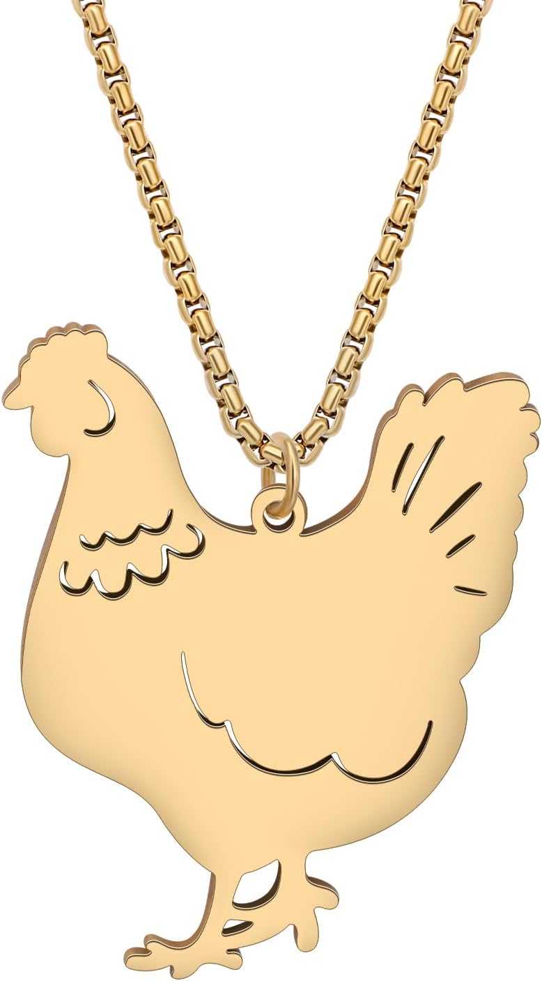 Thumbnail 5 de WEVENI Emaille Huhn Halskette mit Hahn-Anhänger – zierliche Charms Kette für Bauernhoftiere