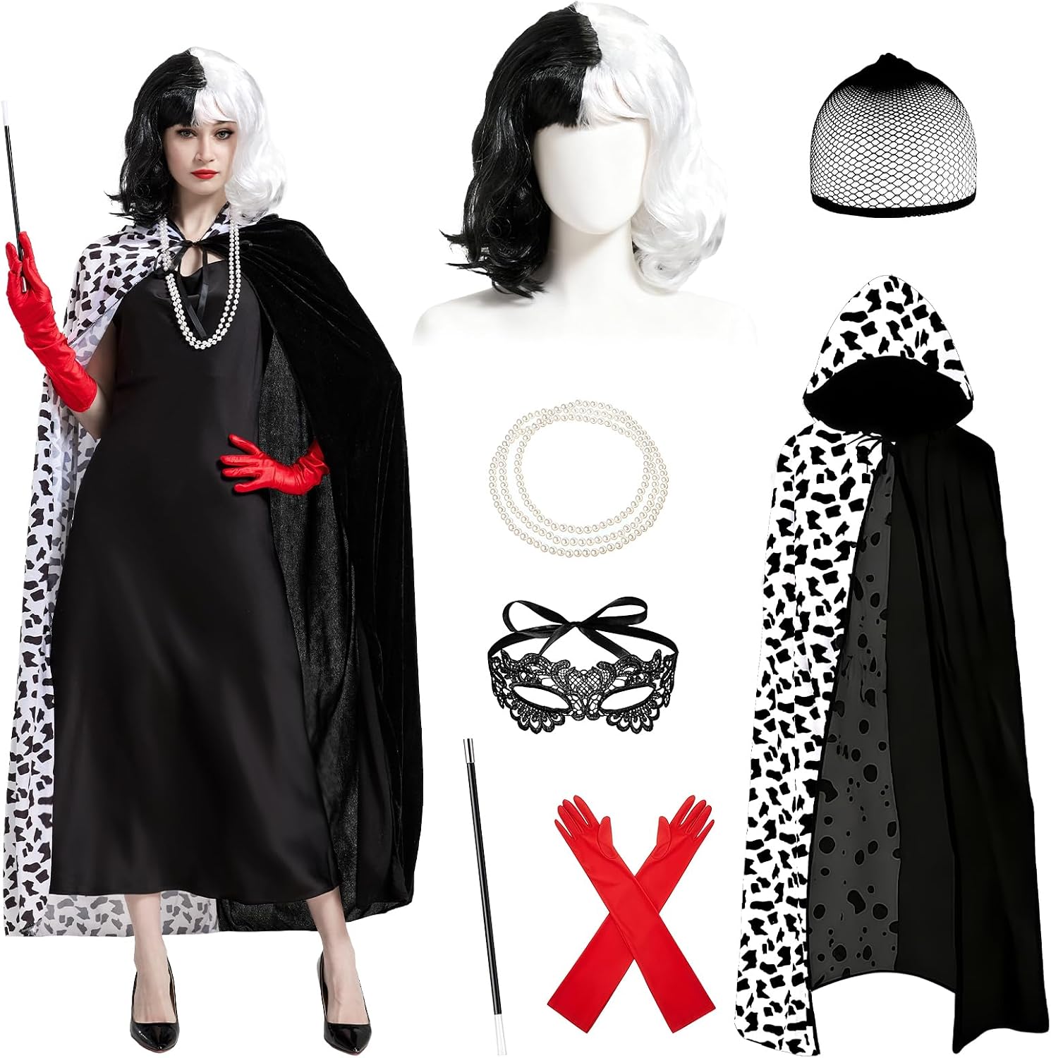 Detalle de Beeoecm Cruella Devil Kostüm Damen 160 cm 🎭