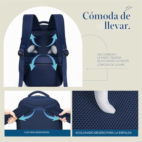 Detalle de Lossga Mochila de Cabina 40x30x20 cm para Ryanair y más: comodidad, organización y apertura a 180°