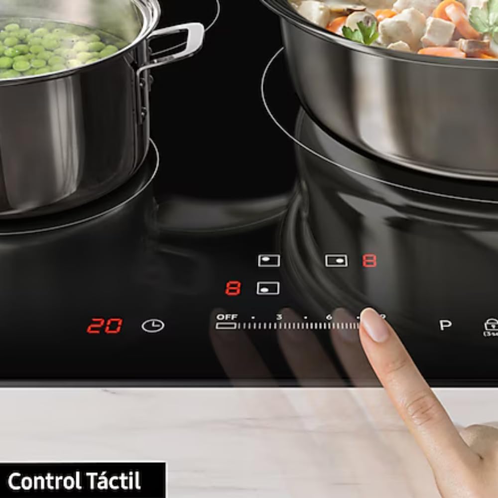 Detalle de Samsung Plaque de cuisson à induction AI 2 zones NZ32BG2005FKU1 avec WiFi SmartThings et Power Boost