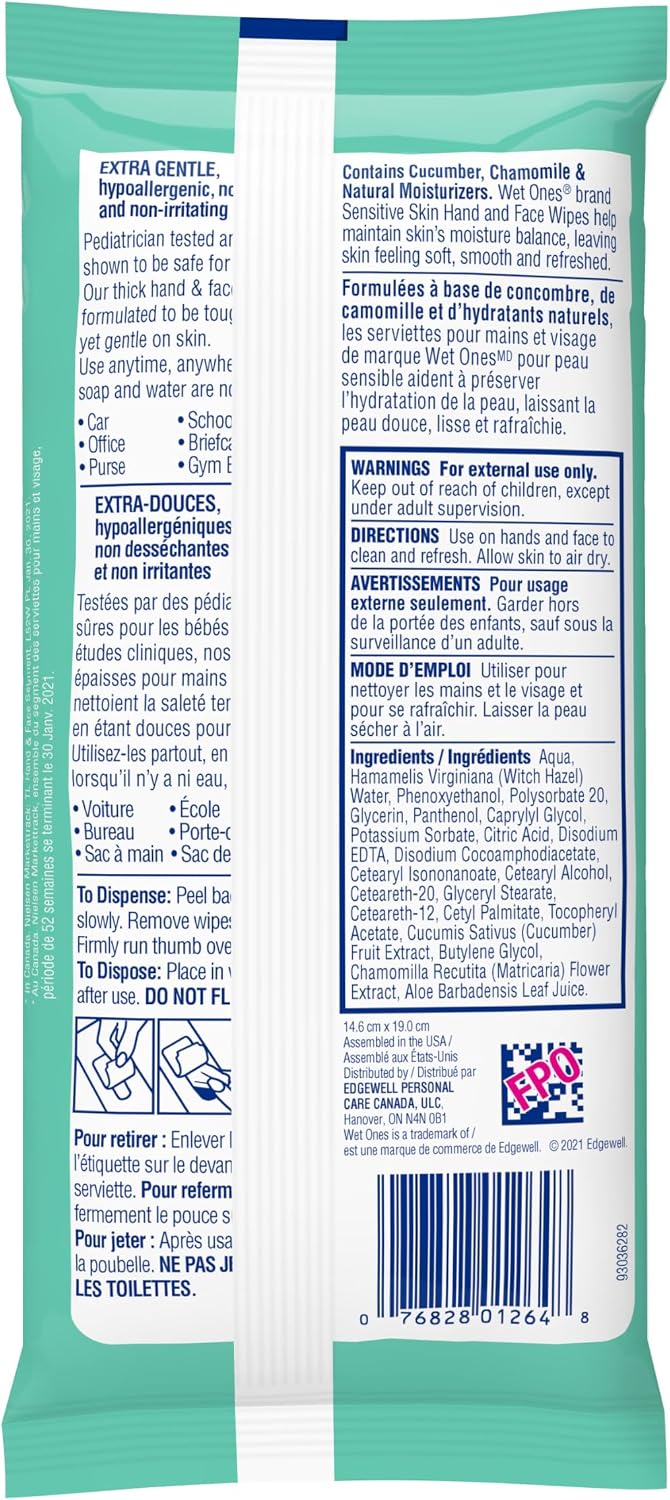 Detalle de Wet Ones Hand Wipes, 20 Count
