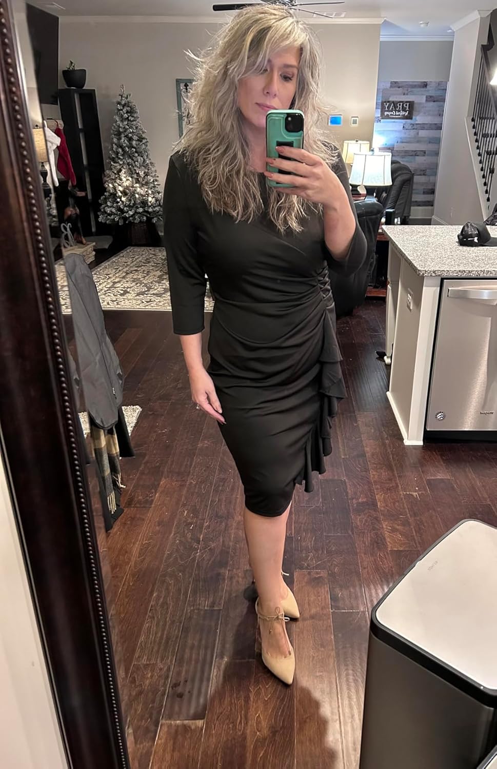 Thumbnail 1 de Church Dresses for Women 3/4 Sleeve Bodycon Ruffle Midi Dress