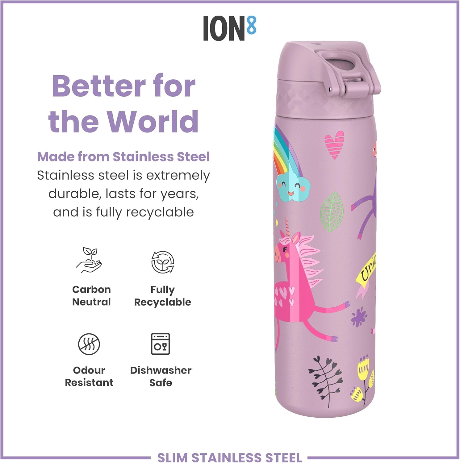 Thumbnail 3 de Ion8 Water Bottle, 500ml/18oz — Slim, Leak-Proof, BPA-Free Stainless Steel Bottle with Secure Lock