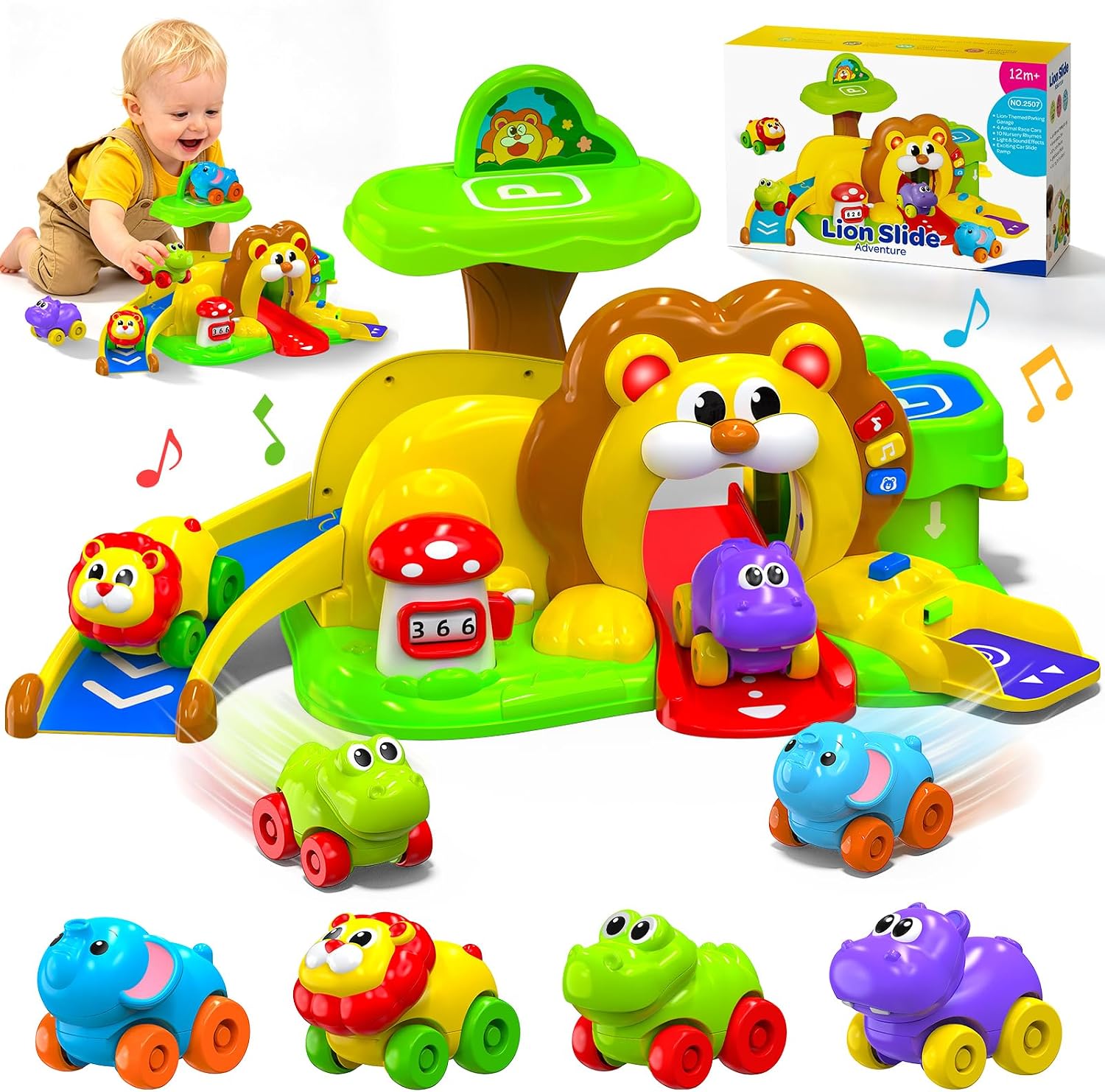 Detalle de Toddler Race Track Toy with 4 Animal Cars