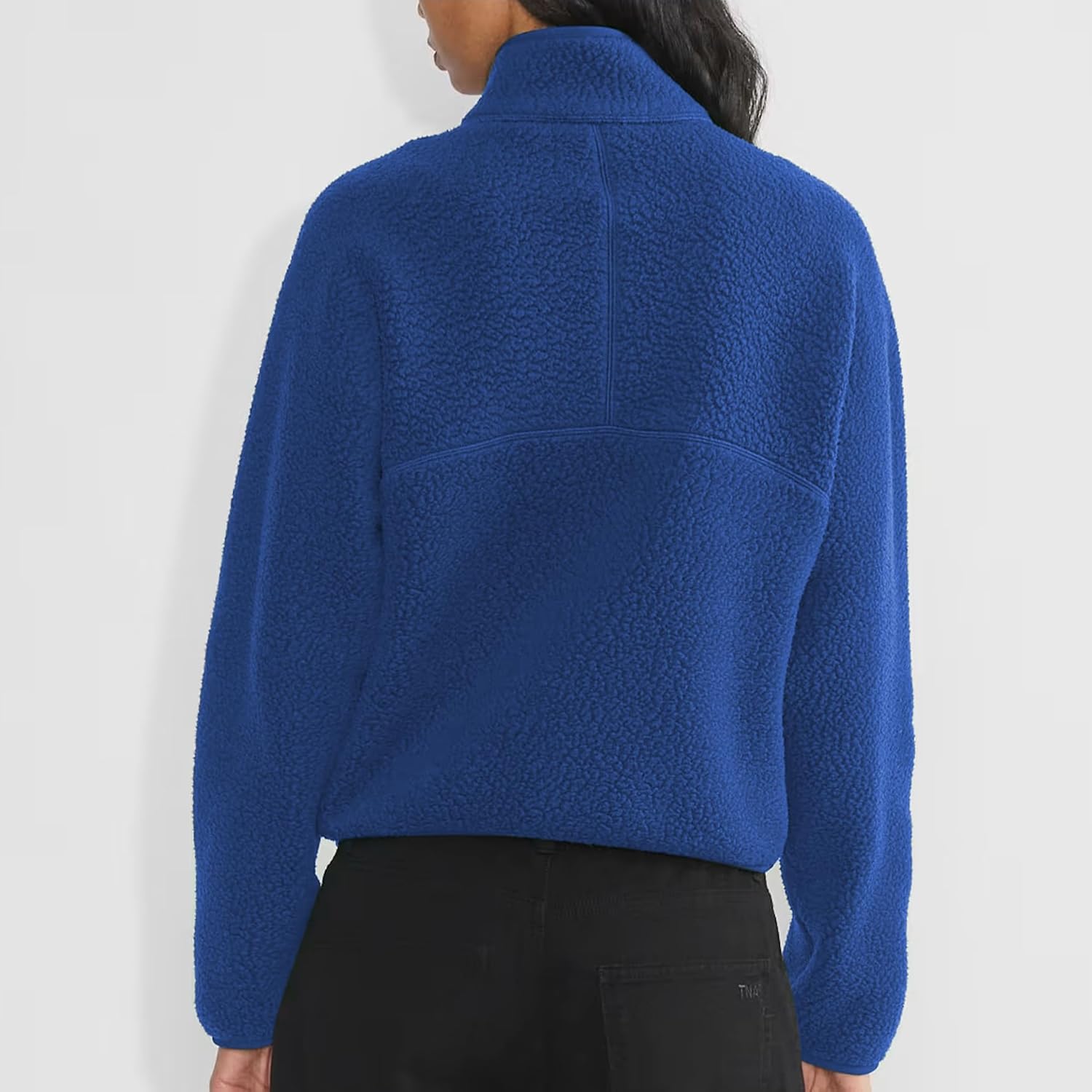 Detalle 2 de Keeliya Women's Quarter-Zip Sherpa Fleece Pullover, Polyester Mock Neck